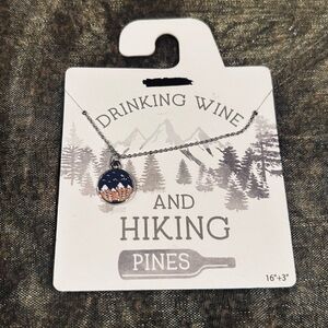 Silver Mountain Hiking Pendant Necklace